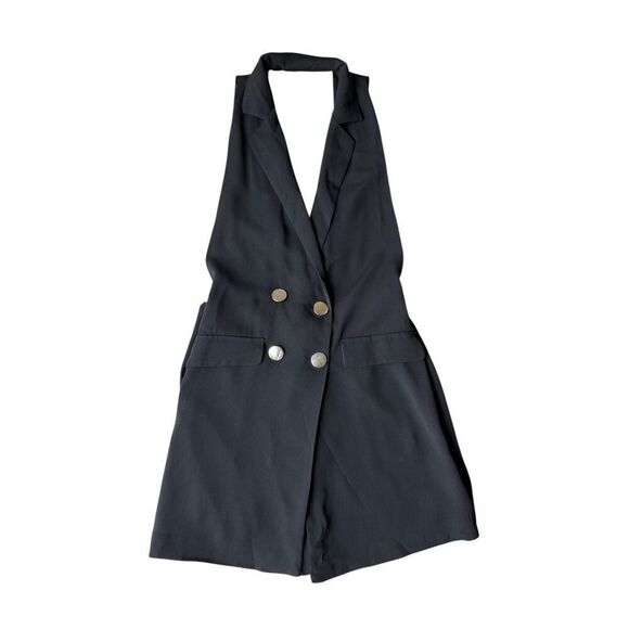 ZARA Black Sleeveless Double-Breasted Playsuit Romper Size XS - Picture 8 of 12